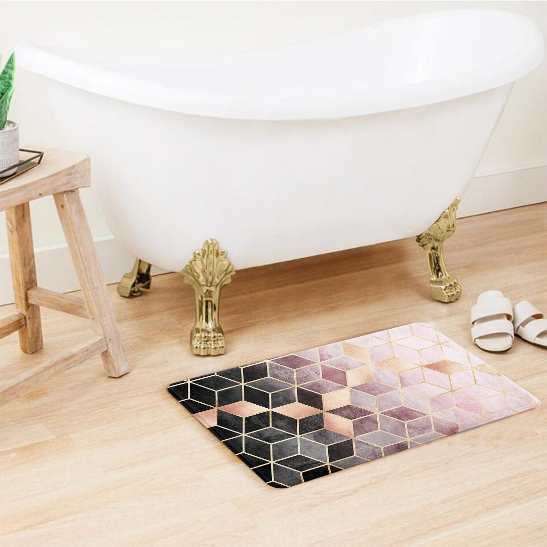SuperSoft Pink Gradient Cubes Door Mat