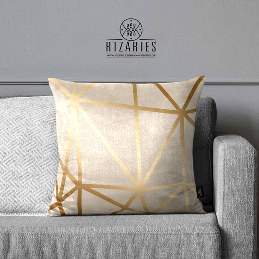 SuperSoft Beige Gold Geo Throw Cushion