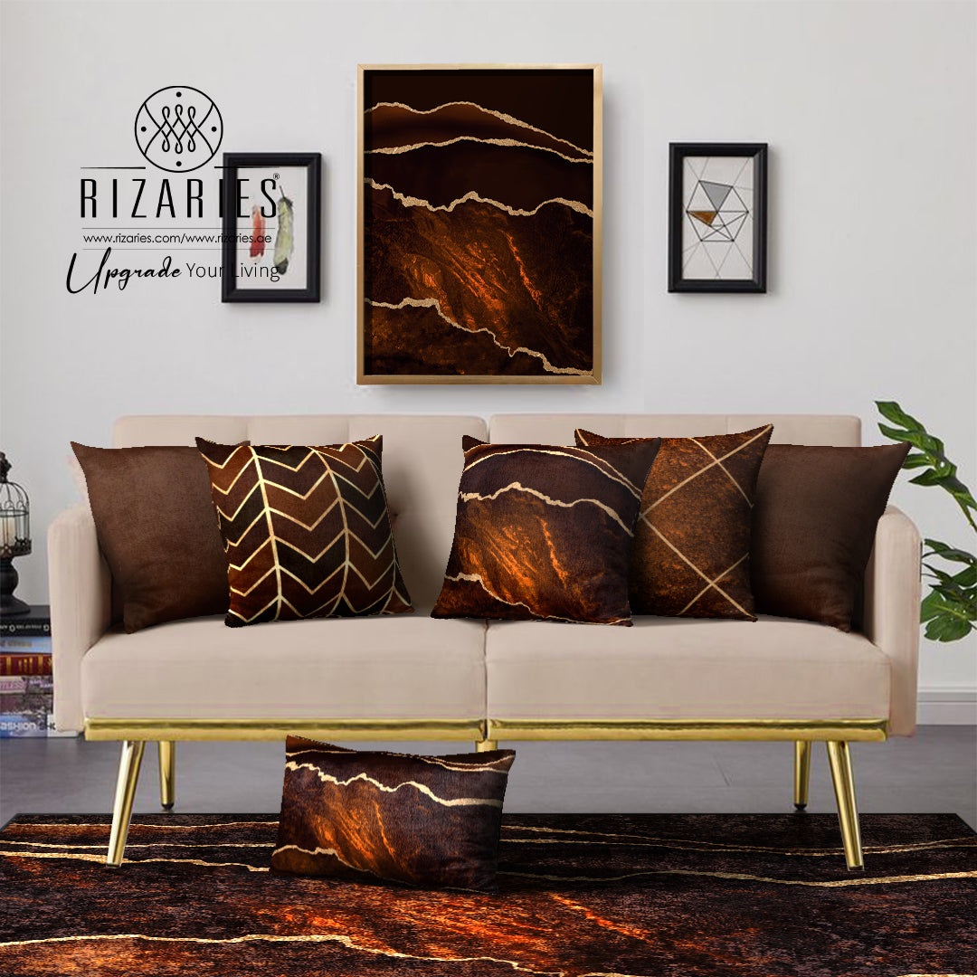 Brown Lava Throw Pillow Set of 6