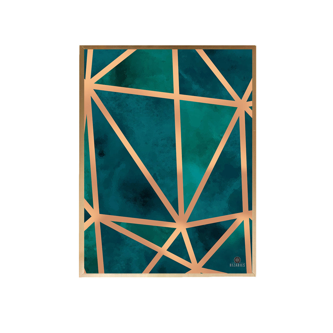 Emerald & Copper Geo Wall Painting