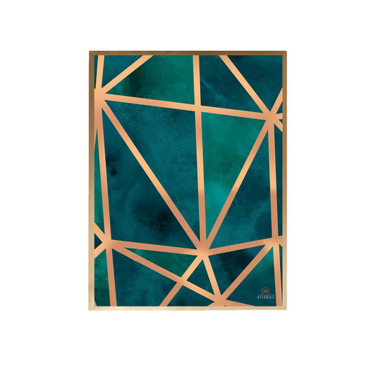 Emerald & Copper Geo Wall Painting
