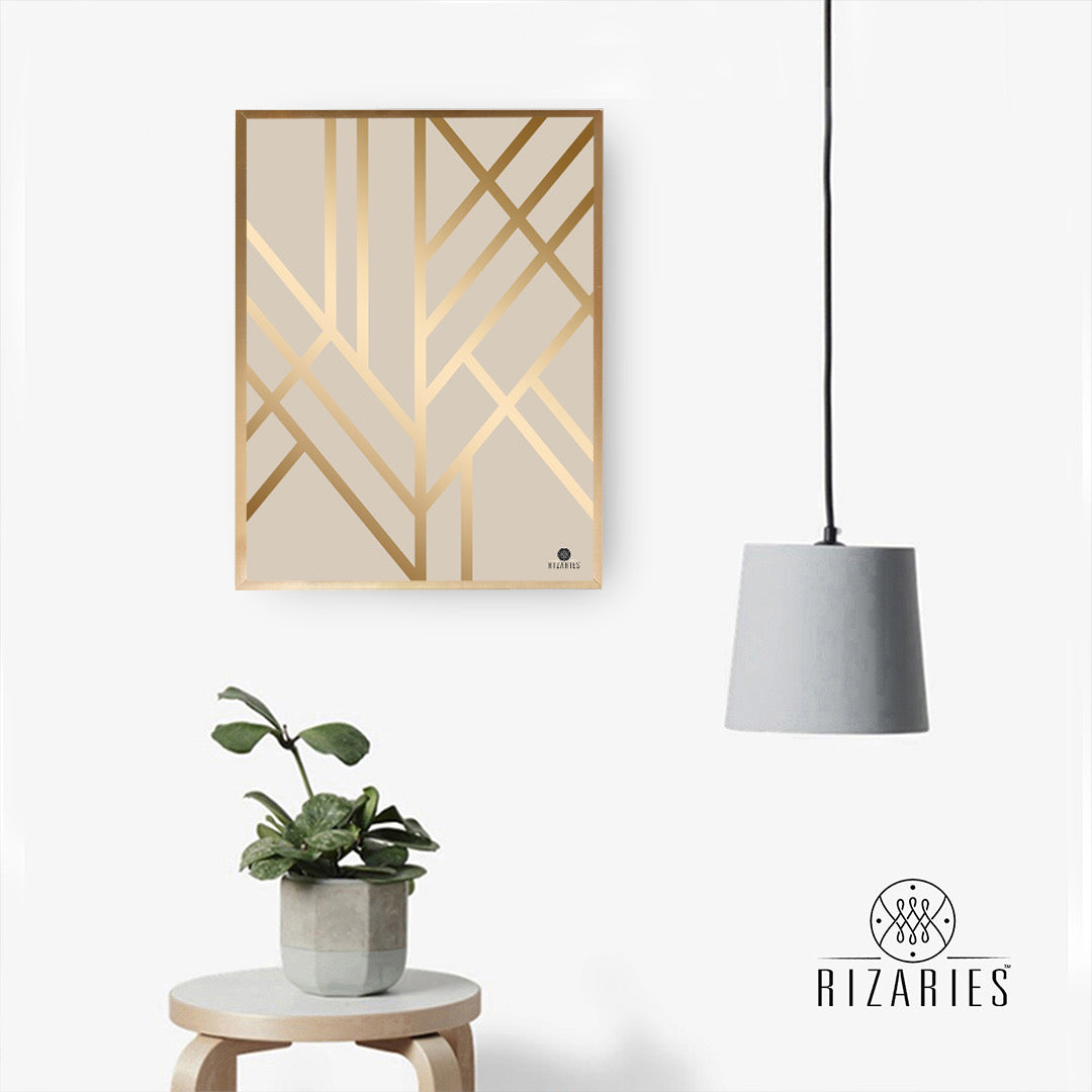 Beige Art Deco Wall Painting