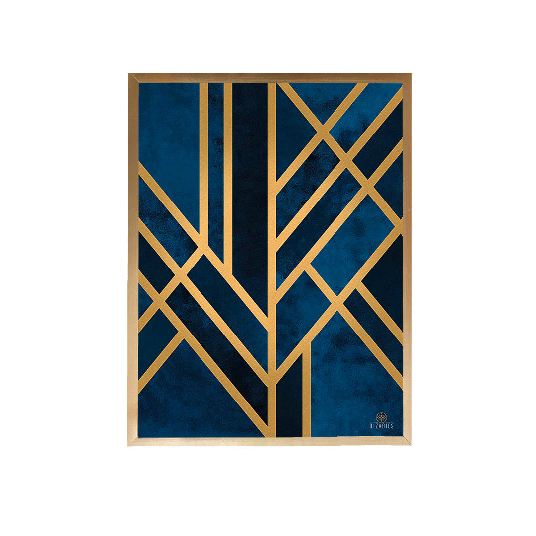 Blue Art Deco Wall Painting
