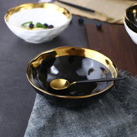 Thumbnail for Matt Black & Gold Edges Porcelain Bowls