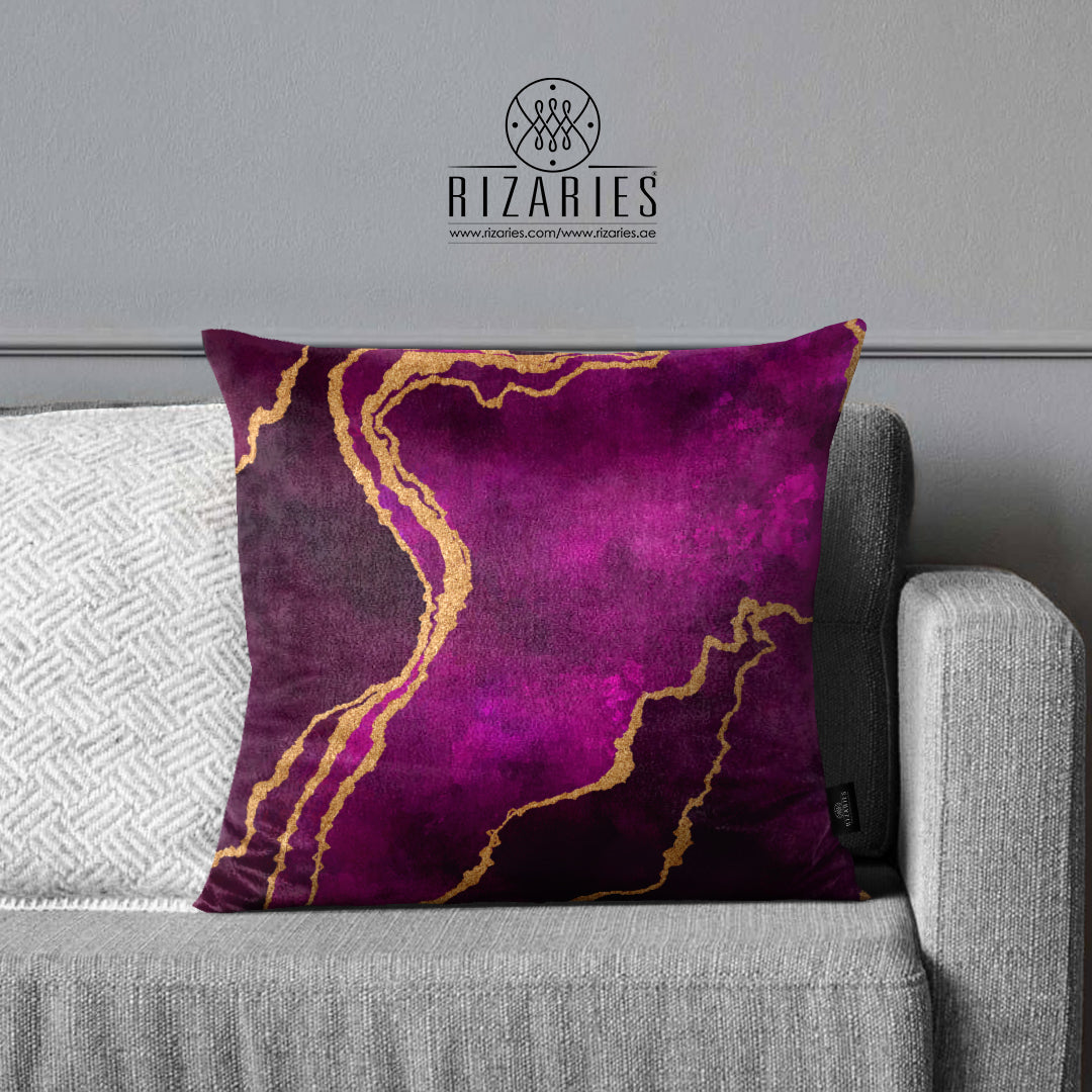 SuperSoft Purple & Gold Abstarct Throw Pillow
