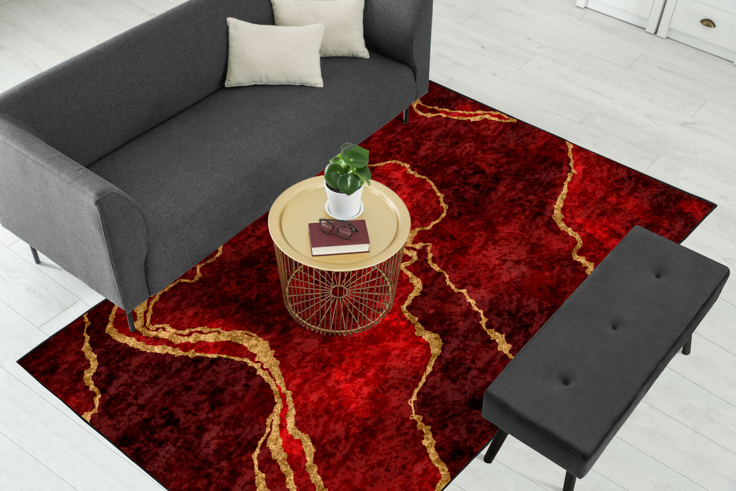Burgundy Abstract Centerpiece (Rug)