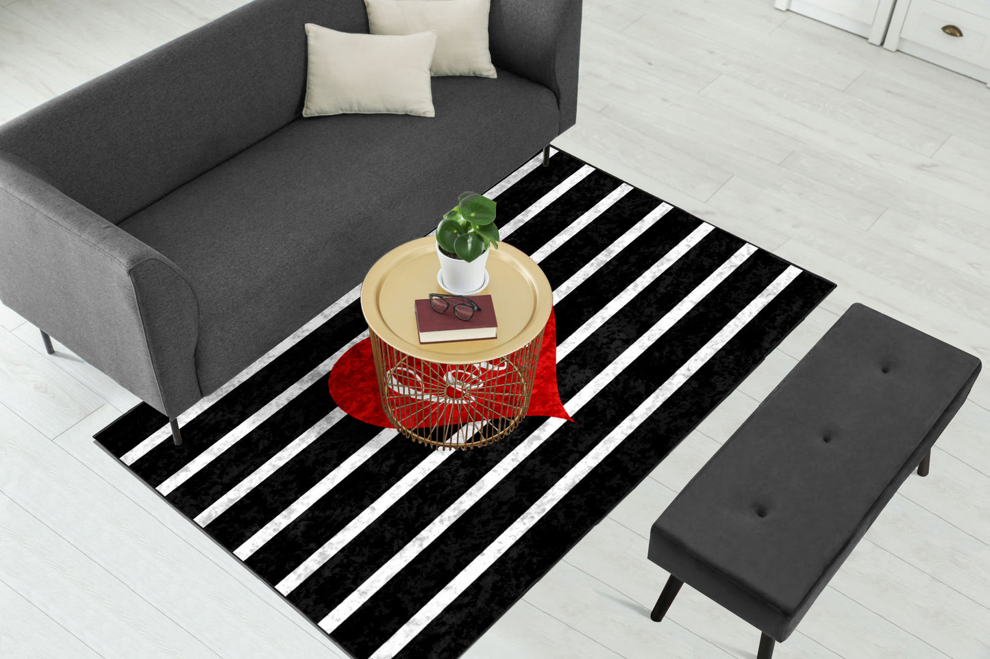 Black White Love Centerpiece (Rug)