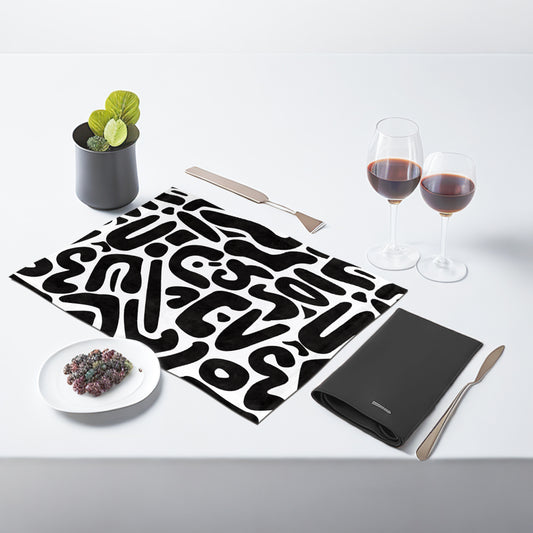 Modern Black and White Abstract Table Mats