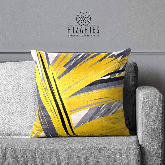 SuperSoft Yellow Grey Abstract Throw Cushion