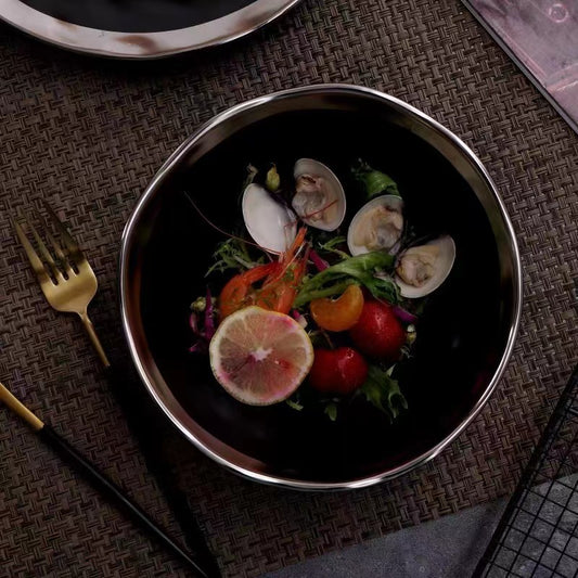 Matt Black & Silver Edges Porcelain Bowls