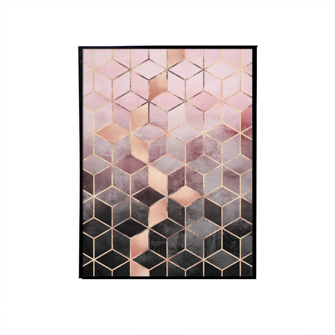 Pink Cubes Wall Painting