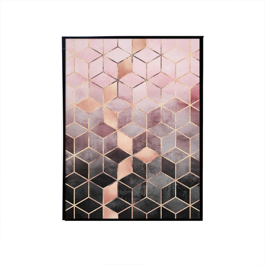 Pink Cubes Wall Painting