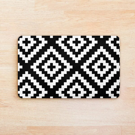 SuperSoft Black White Geometric Door Mat