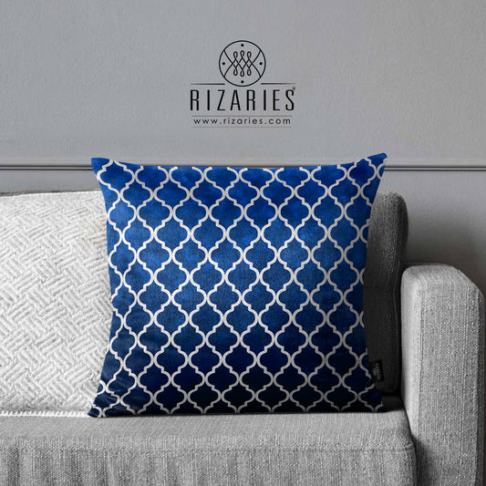 SuperSoft Blue & Silver Quaterfoil Throw Pillow