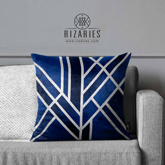 SuperSoft Blue & Silver Art Deco Throw Pillow