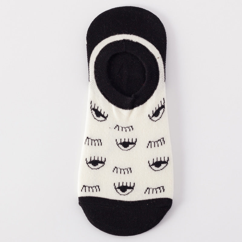 Black & White Eyed Low Cut Crazy Socks