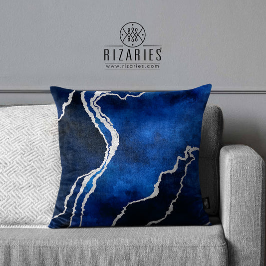 SuperSoft Blue & Silver Abstract Throw Pillow