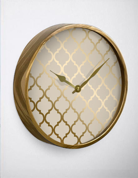 Beige Quatrefoil Wall Clock