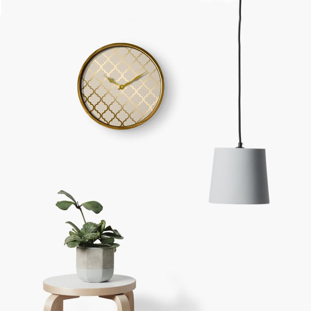 Beige Quatrefoil Wall Clock