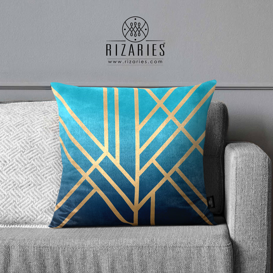 Super Soft Teal Art Deco Throw Cushion
