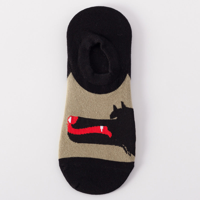 Black & Beige Low Cut Crazy Socks
