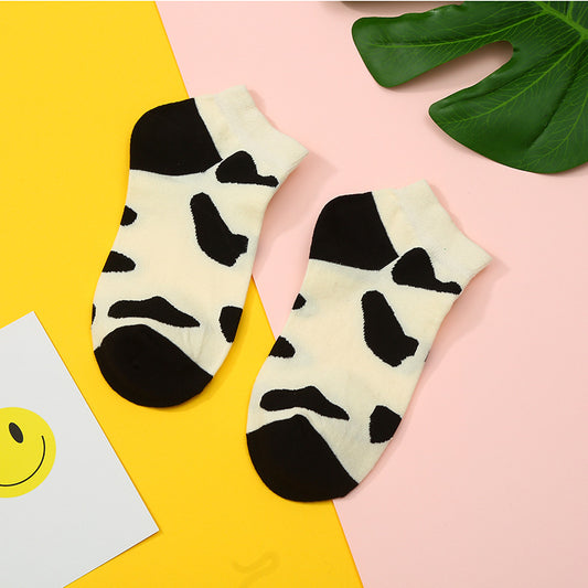 White & Black Abstract Low Cut Crazy Socks