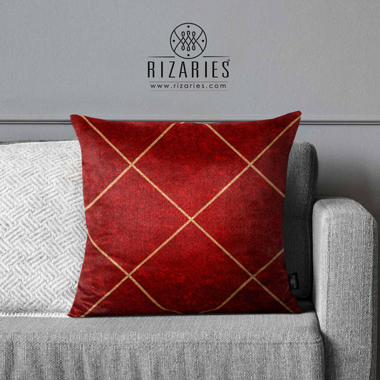SuperSoft Maroon Gold Diamond Throw Pillow