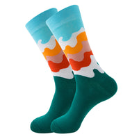 Thumbnail for Lite Blue & Green Waves Crazy Socks