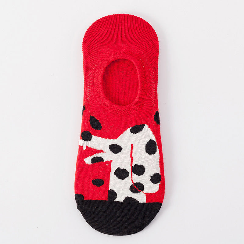 Red with Black Spots Low Cut Crazy Socks