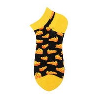 Thumbnail for Yellow Cheese on Black Ankle Crazy Socks