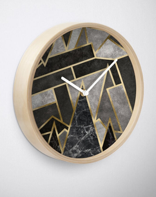 Grey Geometric Mosaic Wall Clock