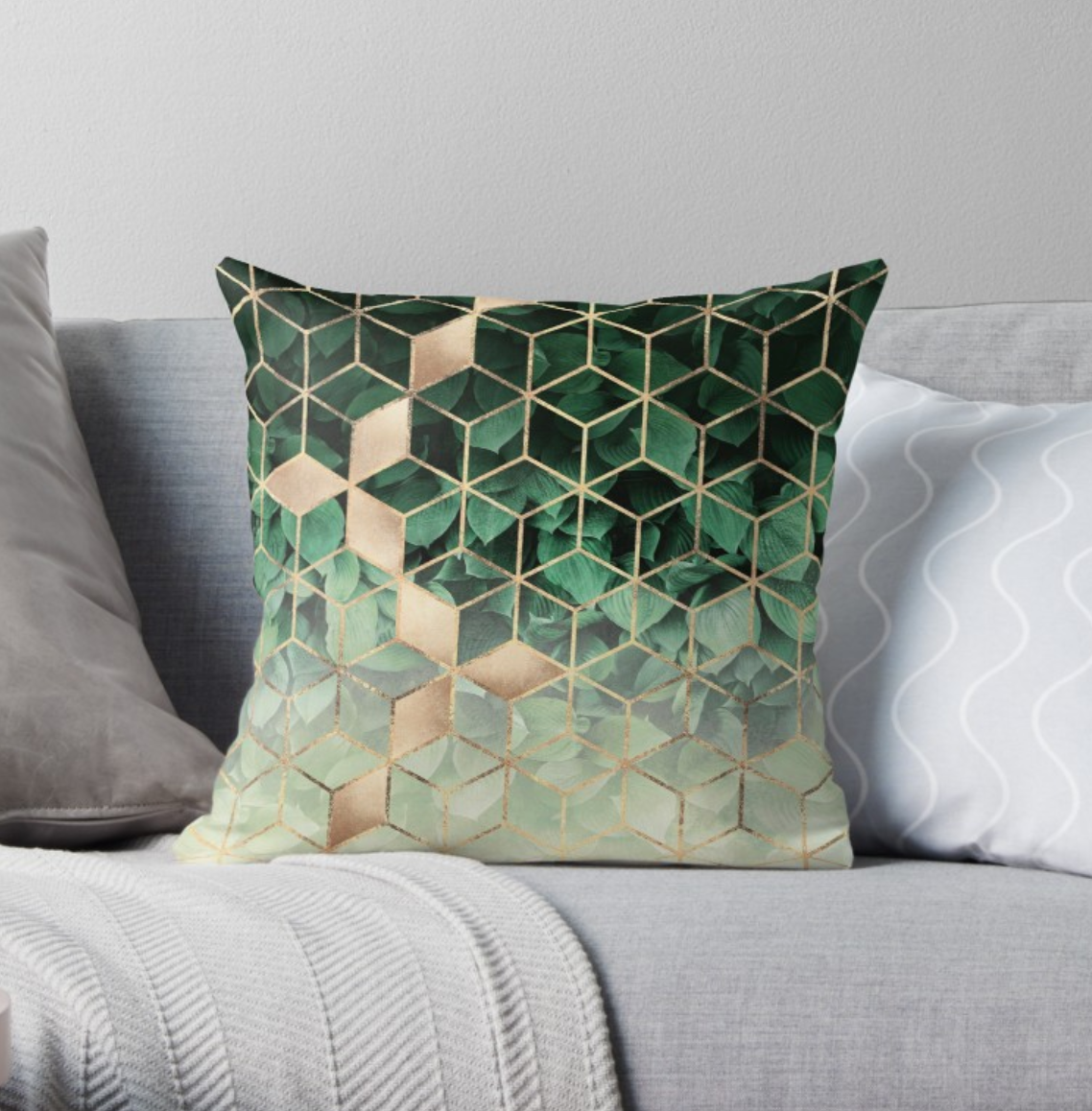 SuperSoft Leaves & Cubes Throw Cushion