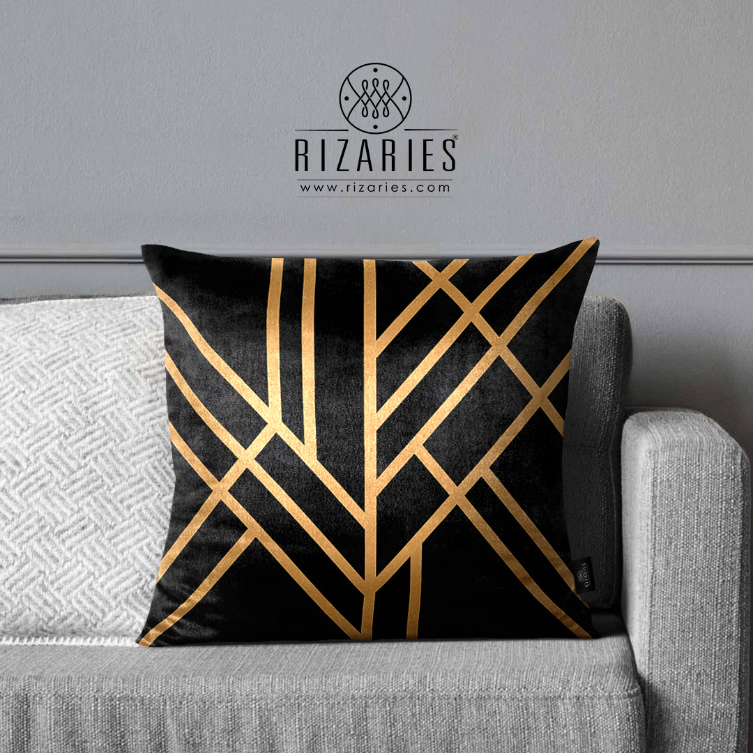 SuperSoft Black Art Deco Throw Cushion