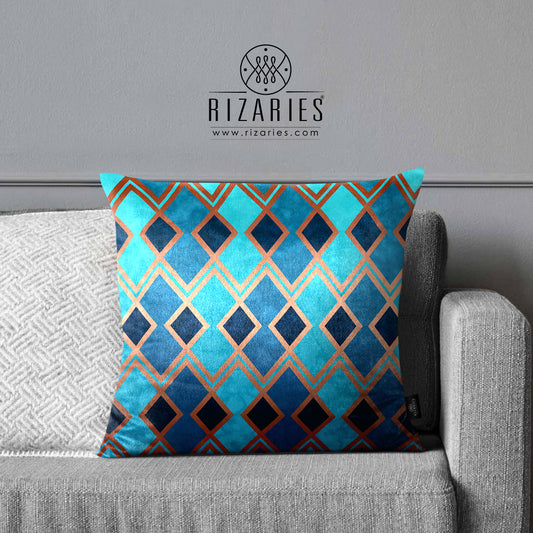 Super Soft Turquoise & Gold Throw Cushion