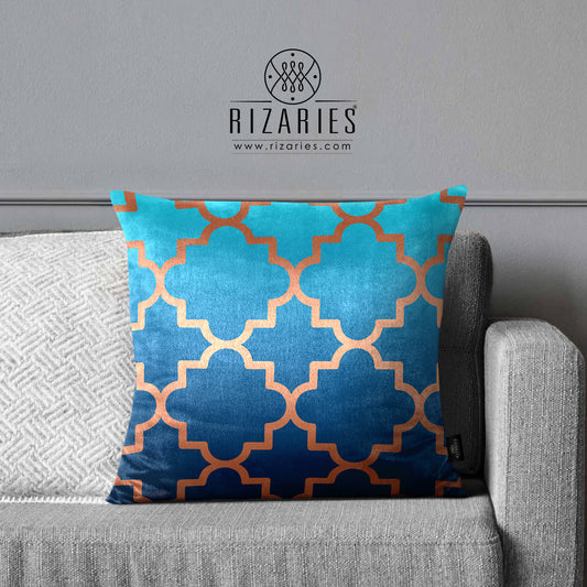 Super Soft Teal Quatrefoil Throw Cushion