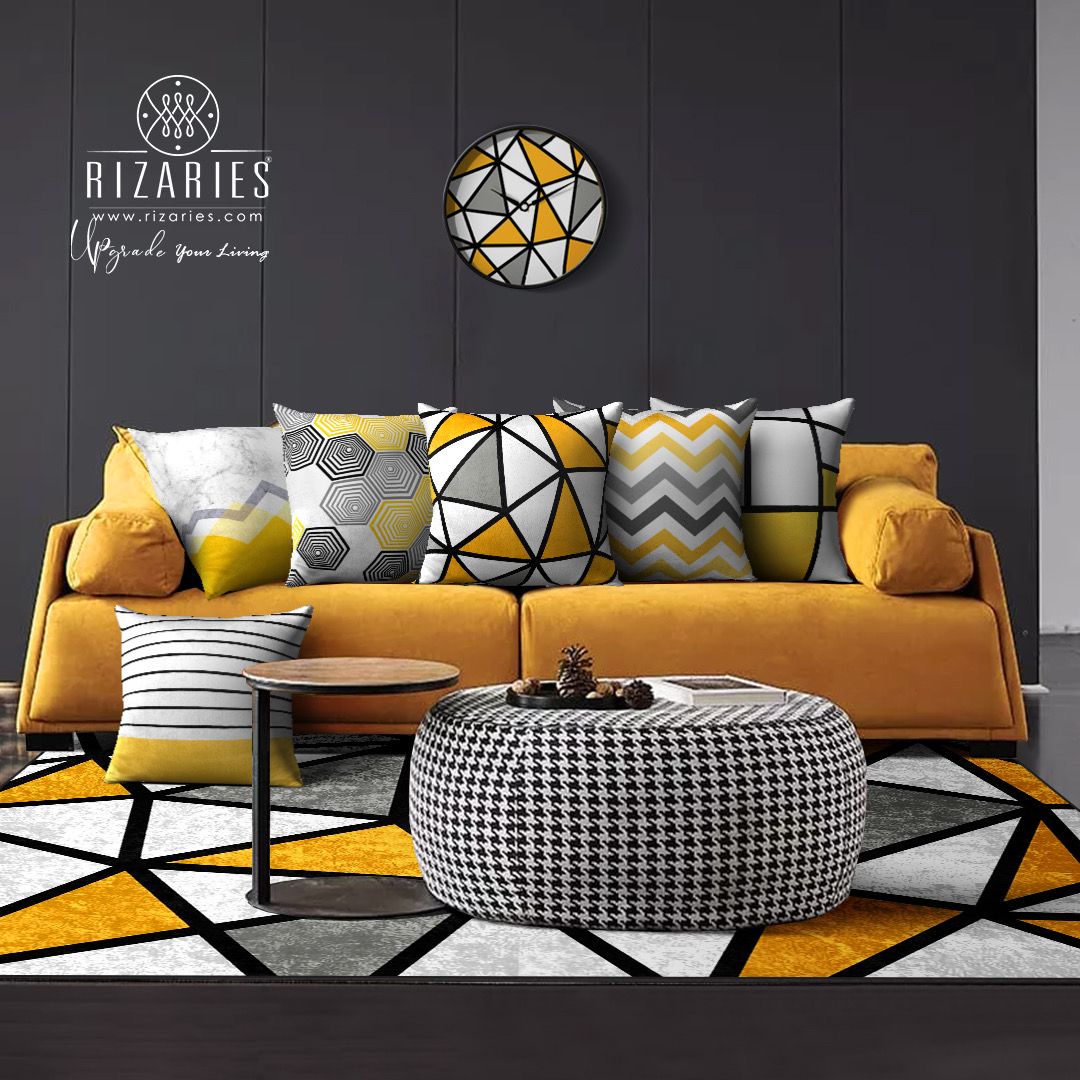 Yellow Throw Pillow Set of 6