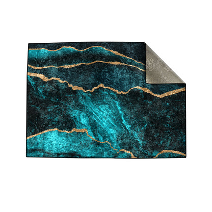 Teal Blue Gold Centerpiece (Rug)