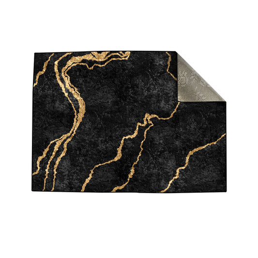 New Black Gold Abstract Centerpiece (Rug)