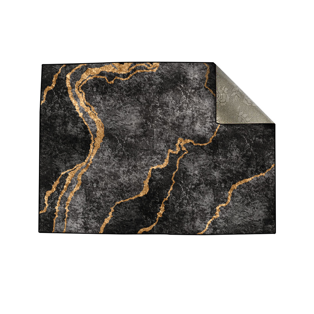 Grey Gold Abstract Centerpiece (Rug)