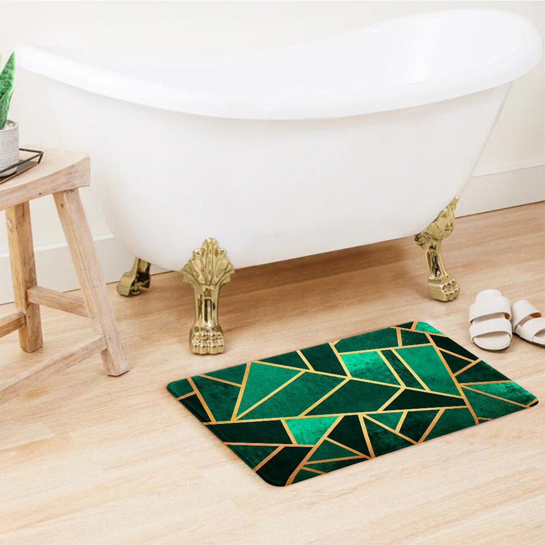 SuperSoft Green Geometric Door Mat