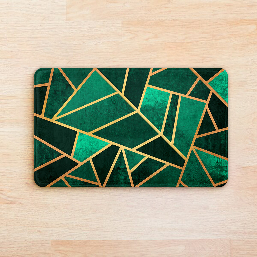 SuperSoft Green Geometric Door Mat