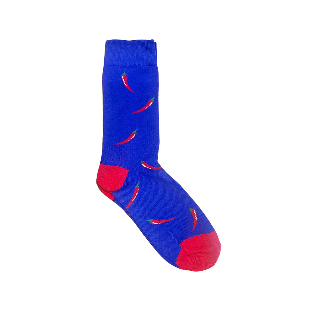 Red Chili On Blue Crazy Socks