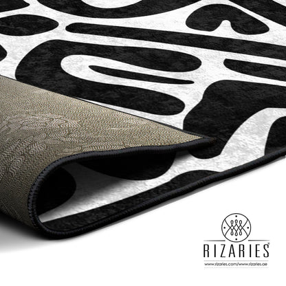 Modern Black & White Abstract Centerpiece (Rug)