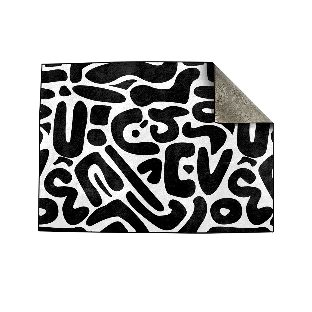 Modern Black & White Abstract Centerpiece (Rug)