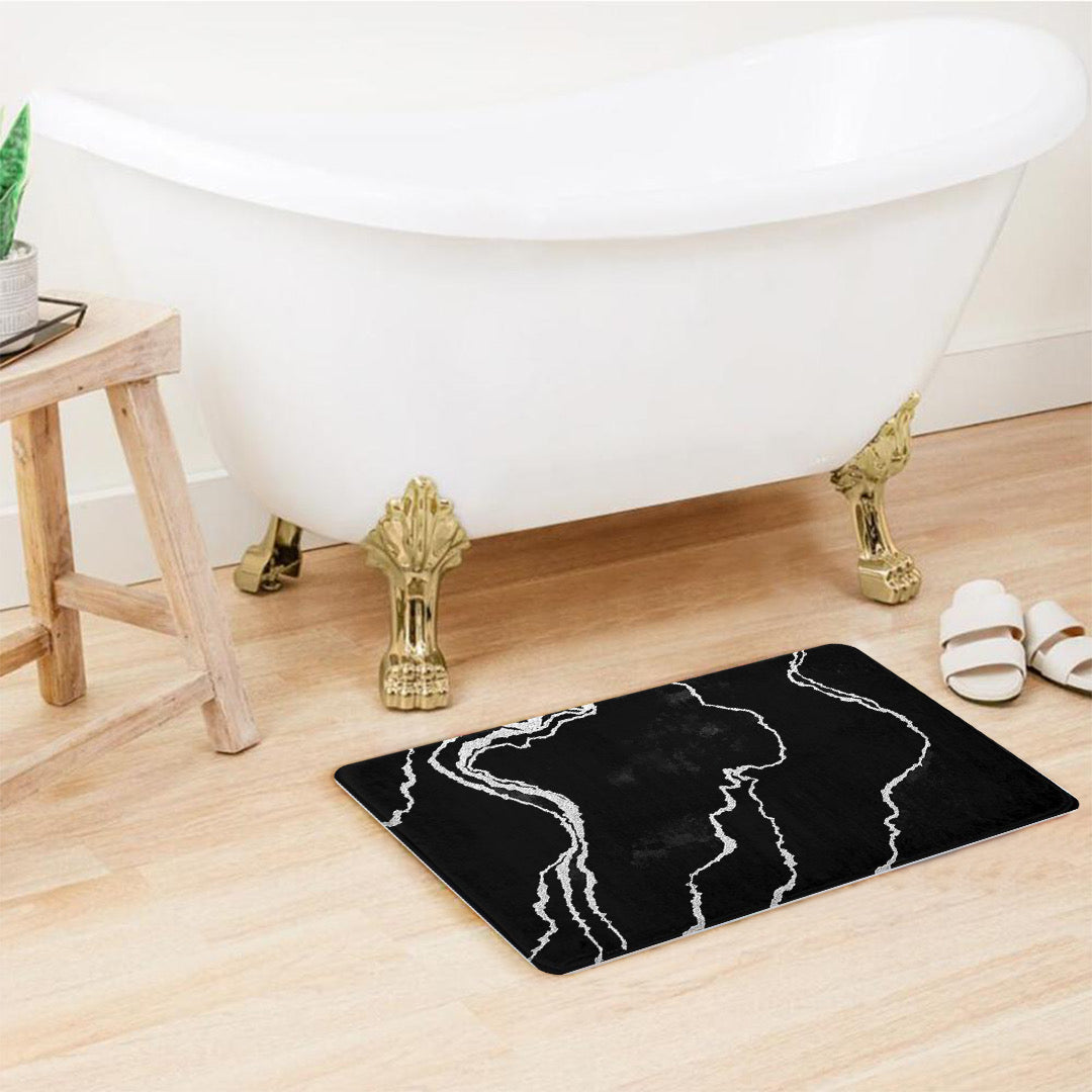 SuperSoft Black & Silver Abstract Door Mat