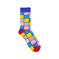 Thumbnail for Blue & Lite Pink Boxes Crazy Socks
