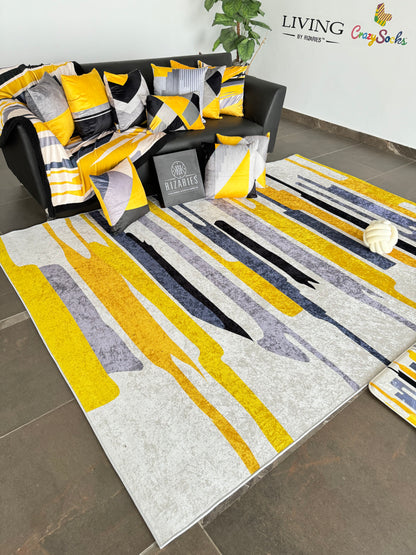 Yellow Grey Black Centerpiece (Rug)