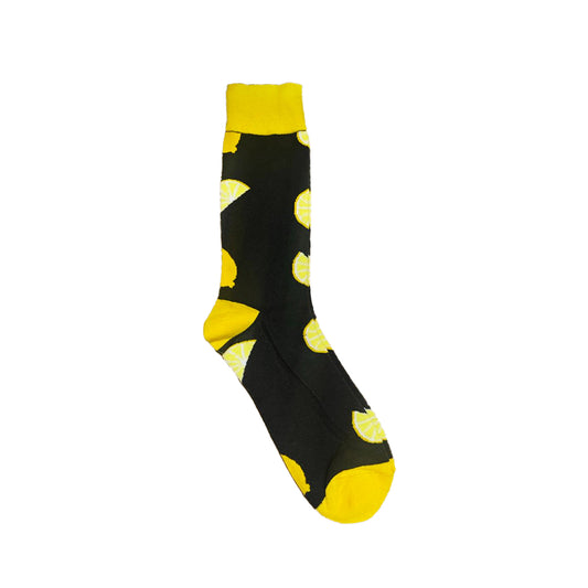 Lemon on Black Crazy Socks