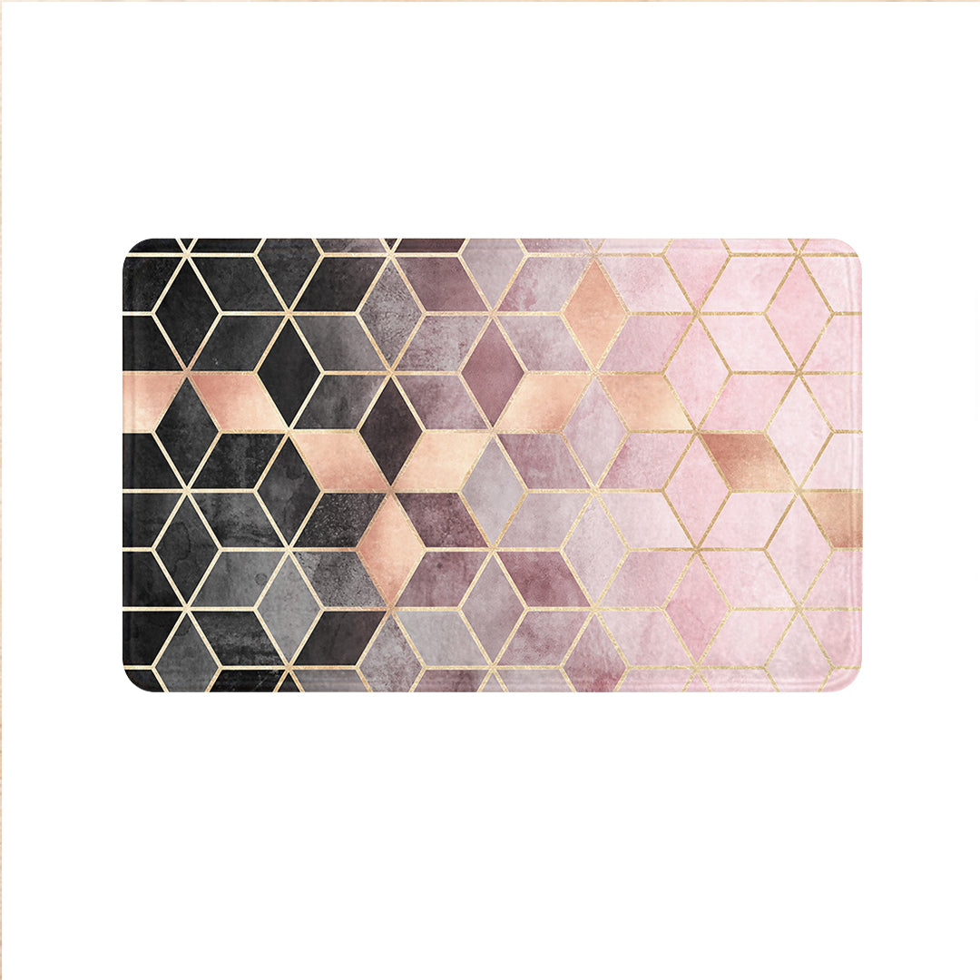 SuperSoft Pink Gradient Cubes Door Mat