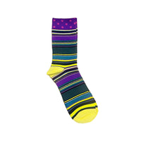 Thumbnail for Yellow Lines with Purple Spots Crazy Socks